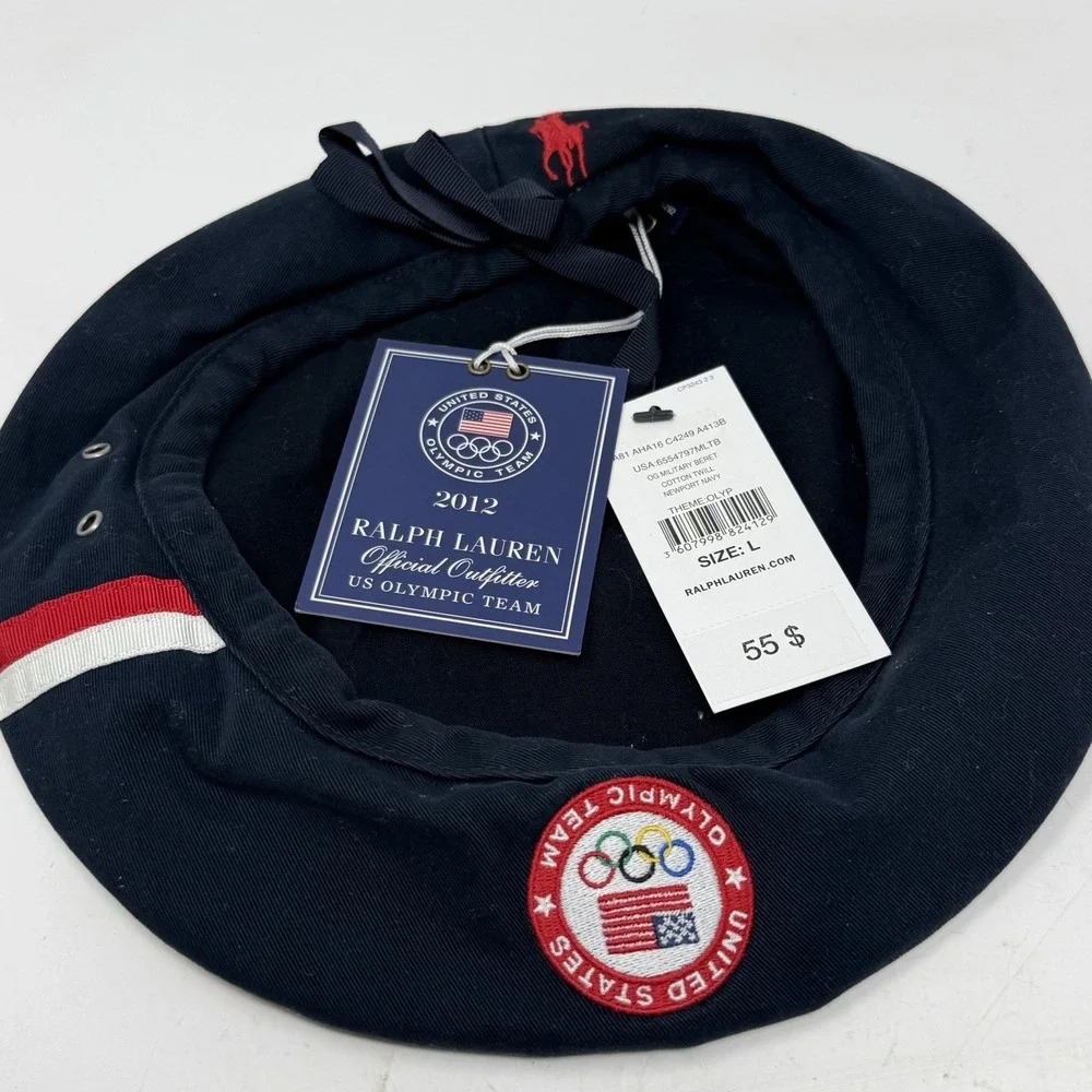 Polo Ralph Lauren Beret 2012 Olympics USA Size L Navy Blue New